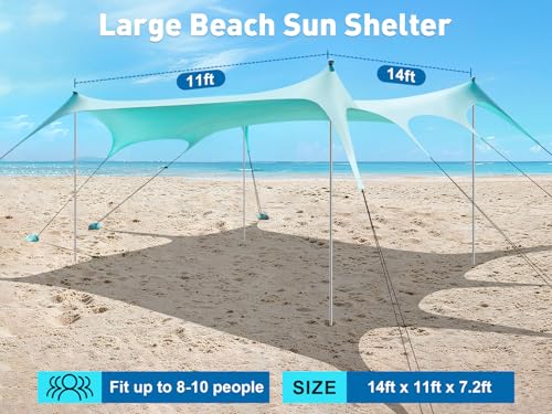 Beach Tent Sun Shelter 14 x 11FT (turquoise)