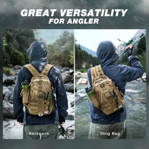 Fishing Backpack with 3600 Tackle Box Fishing Gear Set Tackle Bag (Khaki Set)