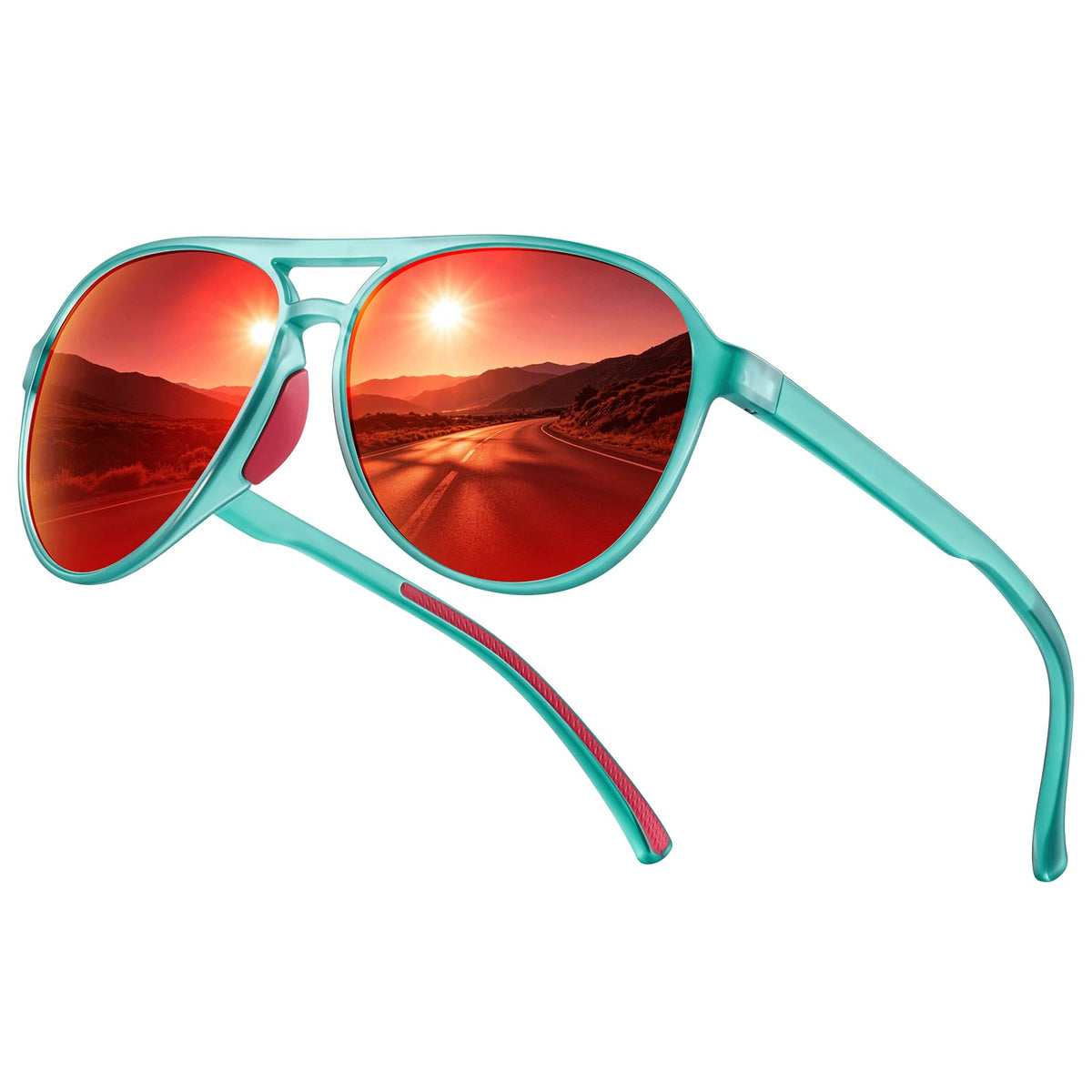 Women's Polarized Aviator Sunglasses Tangle (Green Red)
