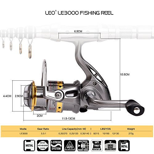 2Pcs Telespoic Fishing Rod and Reel Combos with Spinning Reel and Necessary Lure Accessories Portable Carrier Bag for Saltwater Freshwater
