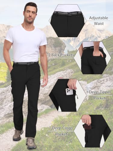 Men's Hiking Cargo Work Pants Lightweight Quick Dry Water Resistant 6 Pockets Fishing Camping Outdoor Stretch Pants