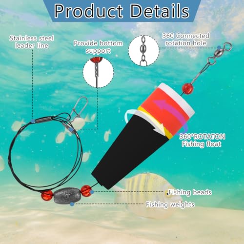 8 Pcs Popping Corks Floats Saltwater Fishing Bobbers Multicolor (Multicolor)