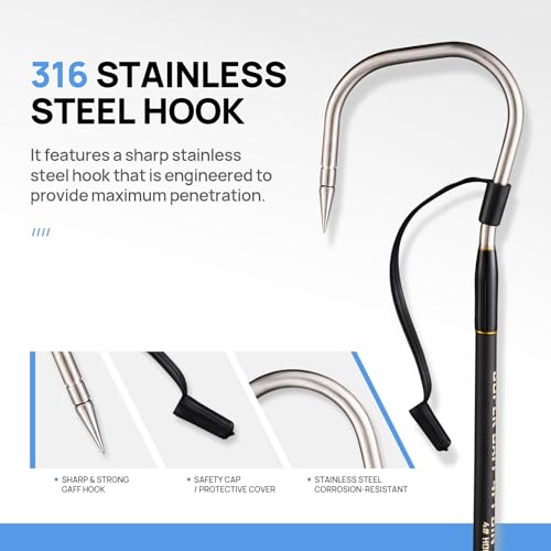 Carbon Fiber Fishing Gaff Saltwater Fish Gaff with S316 Stainless Steel Fishing Hook