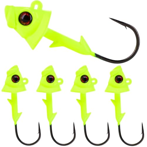 Tungsten Fish Head Jig Heads (Chartreuse / 3/8 Oz)