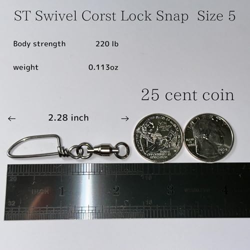 Ball Bearing Swivels with Coastlock Snap Fishing Swivel Made in Japan (#5 (220lb) 15pcs)
