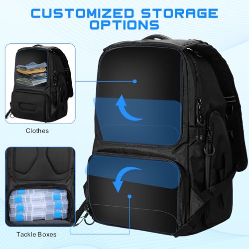 50L Fishing Backpack with 2 Rod Holders Storage (B: 50L Backpack)