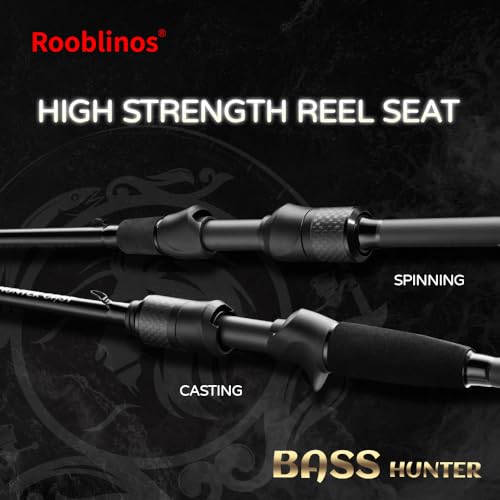 ROOBLINOS BASS Hunter 6.9ft Casting Spinning Freshwater Saltwater Rod Heavy Power Fast Action Fishing Pole 2