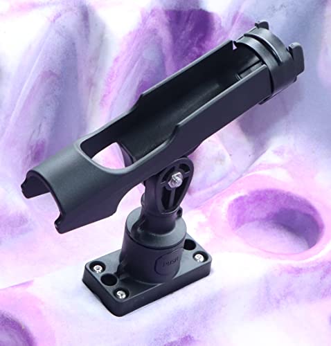 New Upgrade 360 Degrees MiniPort Fishing Rod Holder with Mini Rod Holder (Rectangle Base and Fishing Rod Socket)
