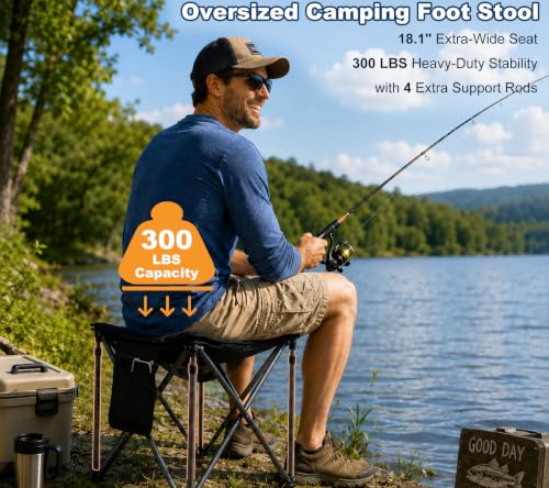 2 Pack Oversized Camping Stool with Removable Padded (All Black / 2 PACK)
