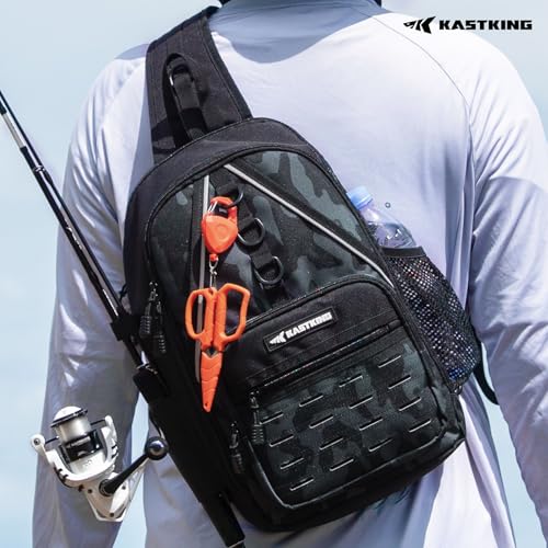 Karryall Fishing Sling Bag With Rod Holder (B: Black Camo)