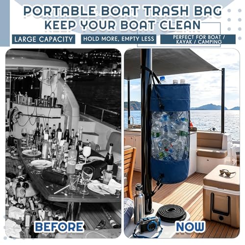 2 Pack Boat Trash Bag Mesh Garbage Holder (Black,Navy Blue)
