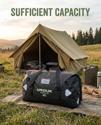 Waterproof Duffel Bag 40L 65L 90L Large Motorcycle Dry Bag Backpack (Carbon Fiber Black / 65L)