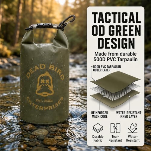 Waterproof 2L Dry Bag (Military Green / 2 Liter)