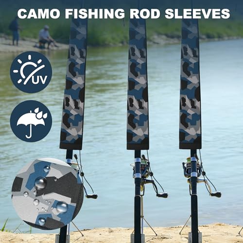 Neoprene Fishing Rod Sleeve Rod Socks for Casting (69" / 2-Dark Camo)