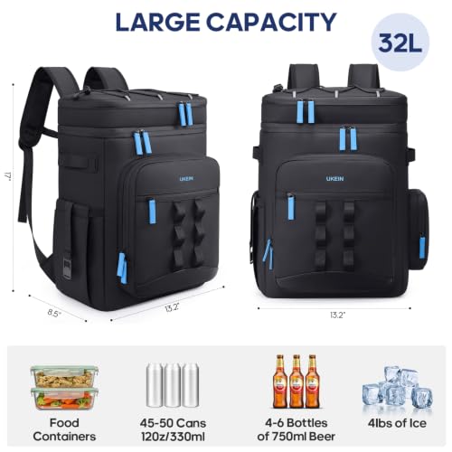 Backpack Cooler Insulated Leakproof 50Cans Lunch Ice Chest Bag Double Deck