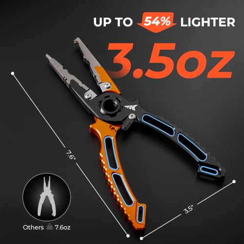 Ti Forge Titanium Jaw Fishing Pliers (7.6" Titanium Jaw Plier-Orange+Black)