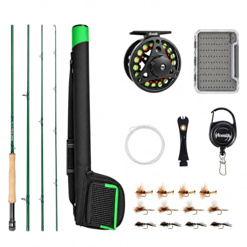 Riverbend Series IM8 Graphite Blank Lightweight Fly Fishing Rod and Reel Combo with Fly Box Case (Rod Kit / 6'1'' LW0/1)