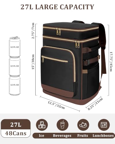 48 Can Leak Proof Insulated Backpack Cooler (Black)