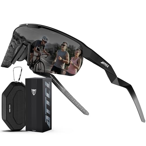 Lightweight Running Sunglasses Women Men Wrap Around UV400 Sports (2026-black Frame-grey Lens /Not Mirrored)
