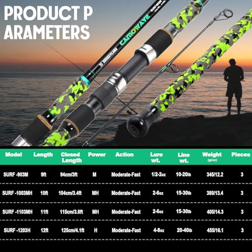 Surf Spinning Fishing Rod Carbon Travel Surf Rod M