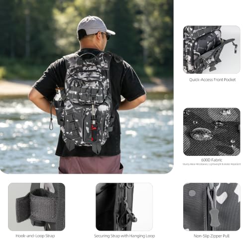 Fishing Backpack with Rod Holder (Gray Camo)