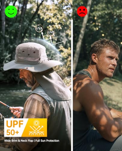 Fishing Sun Hats for Men Women (One Size / Light Grey)