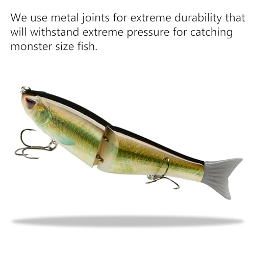 SwimShad Glide Baits Jointed Swimbait Bass Pike Salmon Trout Muskie Fishing Lure (Emerald Shiner / 7in/2.2oz)