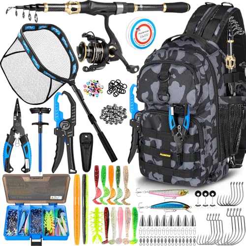 Fishing Gear Fishing Rod & Fishing Backpack (Camo Fishing Backpack with Tools)