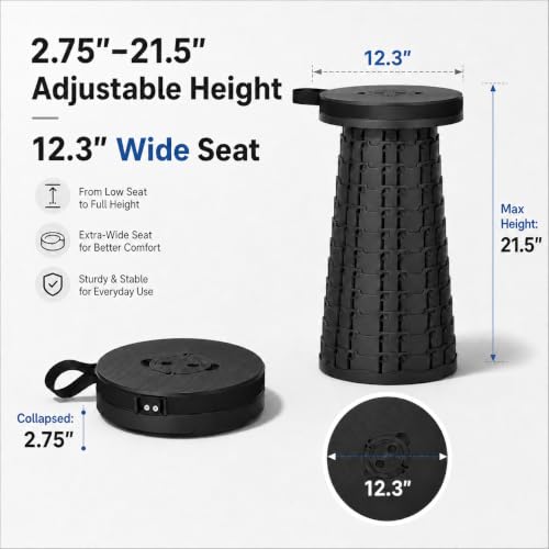 Telescoping Collapsible Stool (Black)