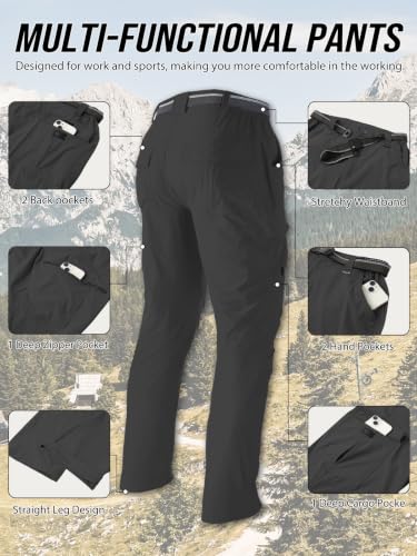 Men's Hiking Cargo Work Pants Lightweight Quick Dry Water Resistant 6 Pockets Fishing Camping Outdoor Stretch Pants Darkgrey (Medium / Darkgrey)
