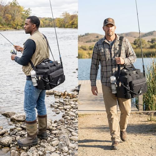 Fishing Tackle Bag with Rod Holders & Cooler Main Compartment