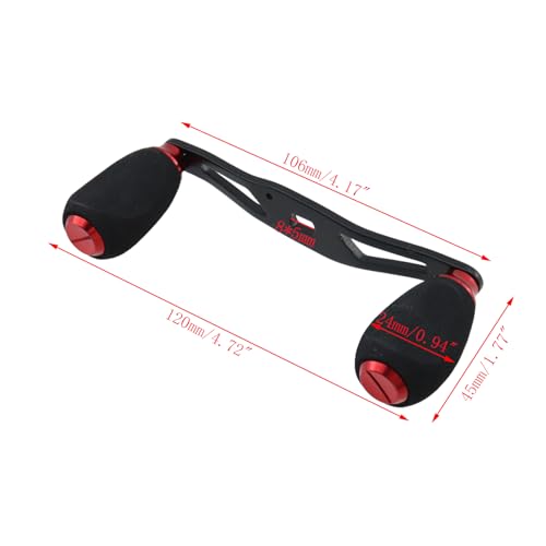 Fishing Baitcasting Reel Handle Replacement Parts (Black Red)