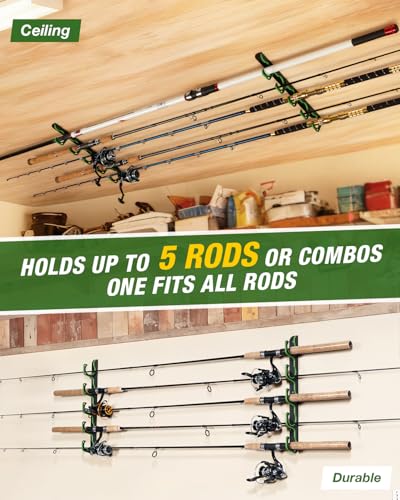 Fishing Rod Rack (Green / 3 pack holds up 15 rods)