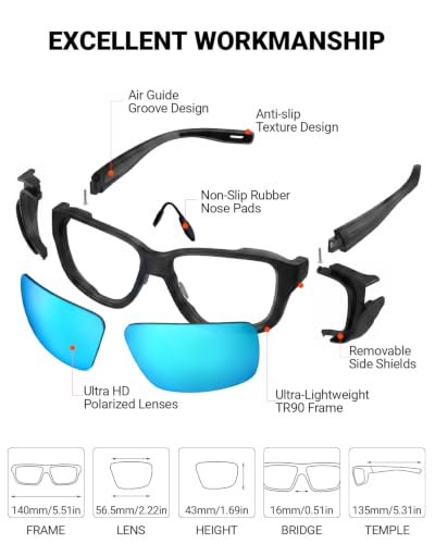 Polarized Sport Sunglasses with Removable Side Shields