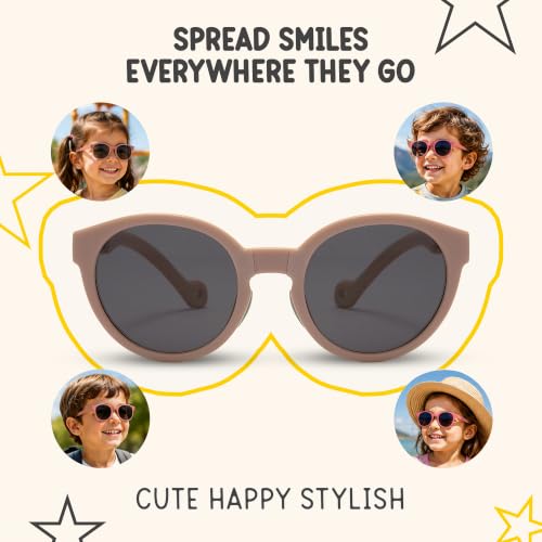 Kids Polarized Sunglasses for Boys & Girls (Brown)