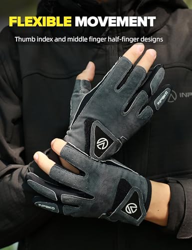Fishing Gloves 3 Fingerless (Gray / Small)
