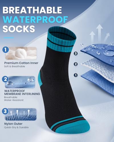 Waterproof Socks for Men (Large / Black/Blue)