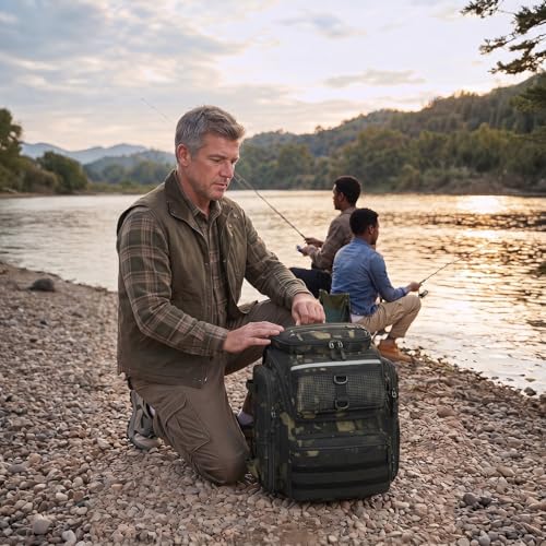 45L Fishing Backpack with Rod Holders & Built (Dark CM)