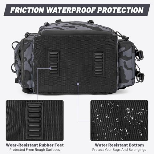 40L Tackle Fishing Backpack with 2 Rod Holders (Black Camo)