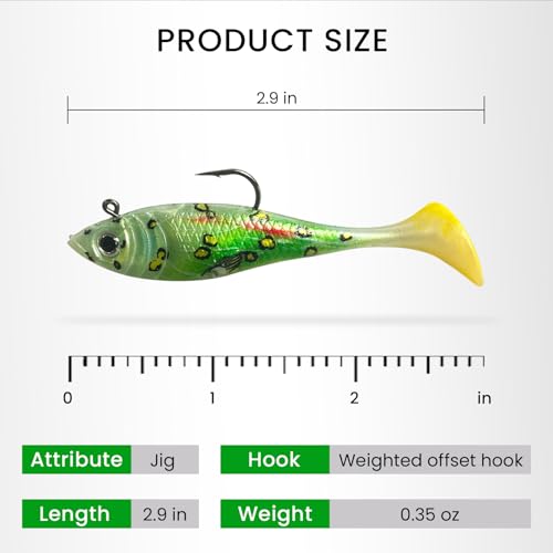 6 pcs Jig Head Soft Fishing Lures (6 pcs Paddle Tail Soft Lures)