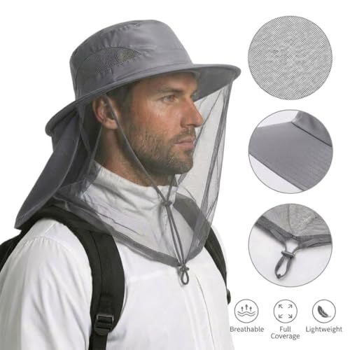 Mosquito Hat with Netting (Grey)