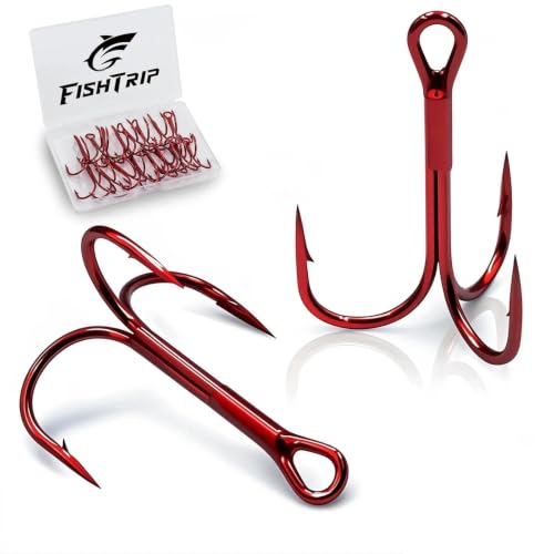 25/50/200pcs Treble Hooks Red, Replacement Hooks for Hard Lures (4#_25pcs)