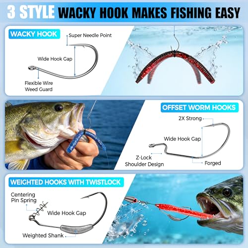Fishing Lures (220PCS Wacky Worm Fishing Lure Kit)