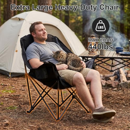 Heavy Duty Padded Camping Chair for Adults (Blackgrey / 1 Pack)