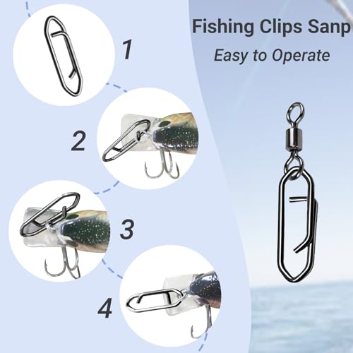 High Strength Fishing Clips Swivel Freshwater Saltwater Fishing Snaps Connector Rolling Barrel Swivels Fishing Clip Speed Change Black Nickel