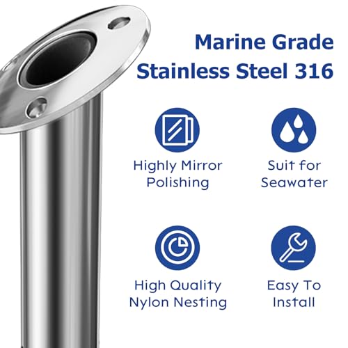 30 Degree Fishing Rod Holder 2 Pack (Stainless Steel - 30 Degree)