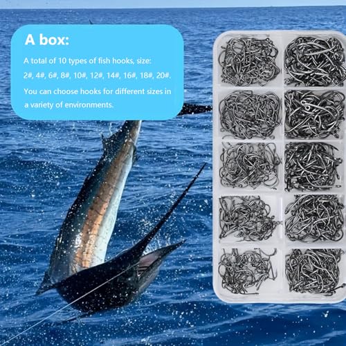 Small Fishing Hooks for Freshwater (400pcs (#2-#20) / Black)