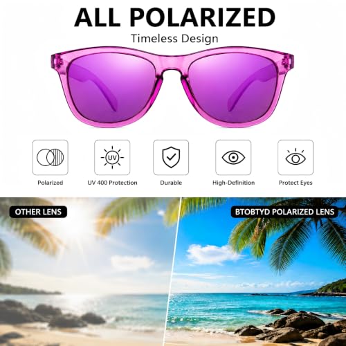 Polarized Sunglasses for Women and Men (Purple Frame / Purple Lens)