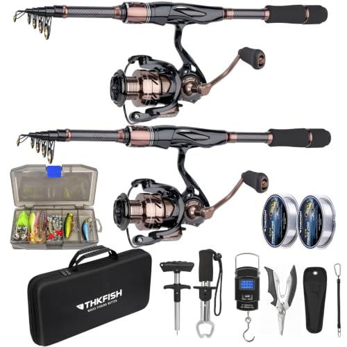 2PCS Fishing Pole Combo Telescopic Spinning Fishing Rod and Reel Combo (6.9 FT)
