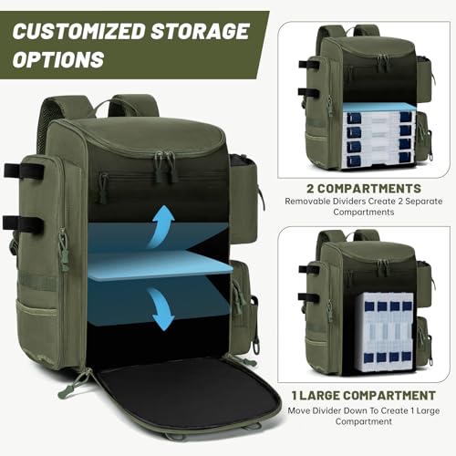 40L Tackle Fishing Backpack with 2 Rod Holders (Green)